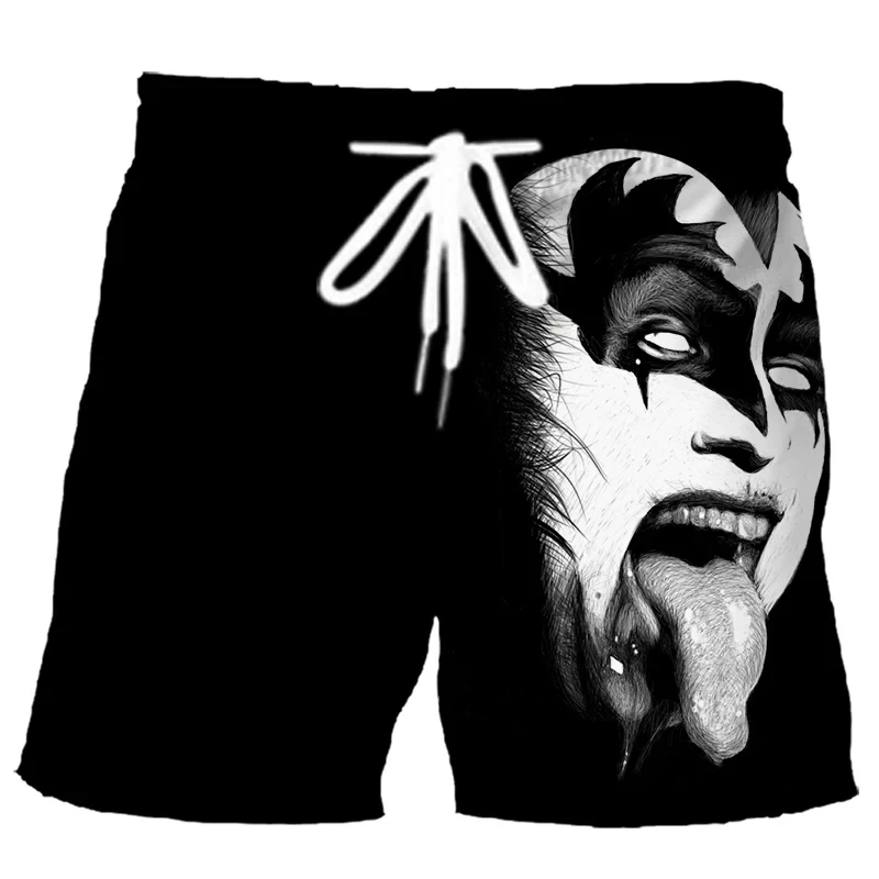 KISS Rock Band 3D Printed Beach Shorts Men's Casual Fashion Board Shorts Swimming Trunks Kids Short Pants Man Swimsuit Clothing