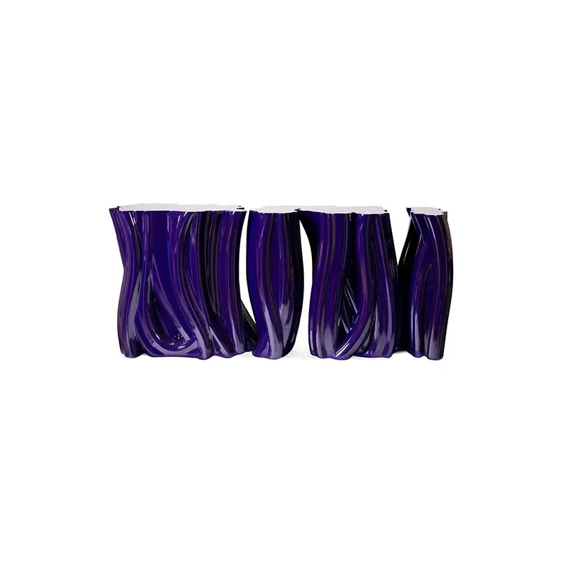 Modern light luxury fiberglass special-shaped coral entrance table villa living room designer end view table