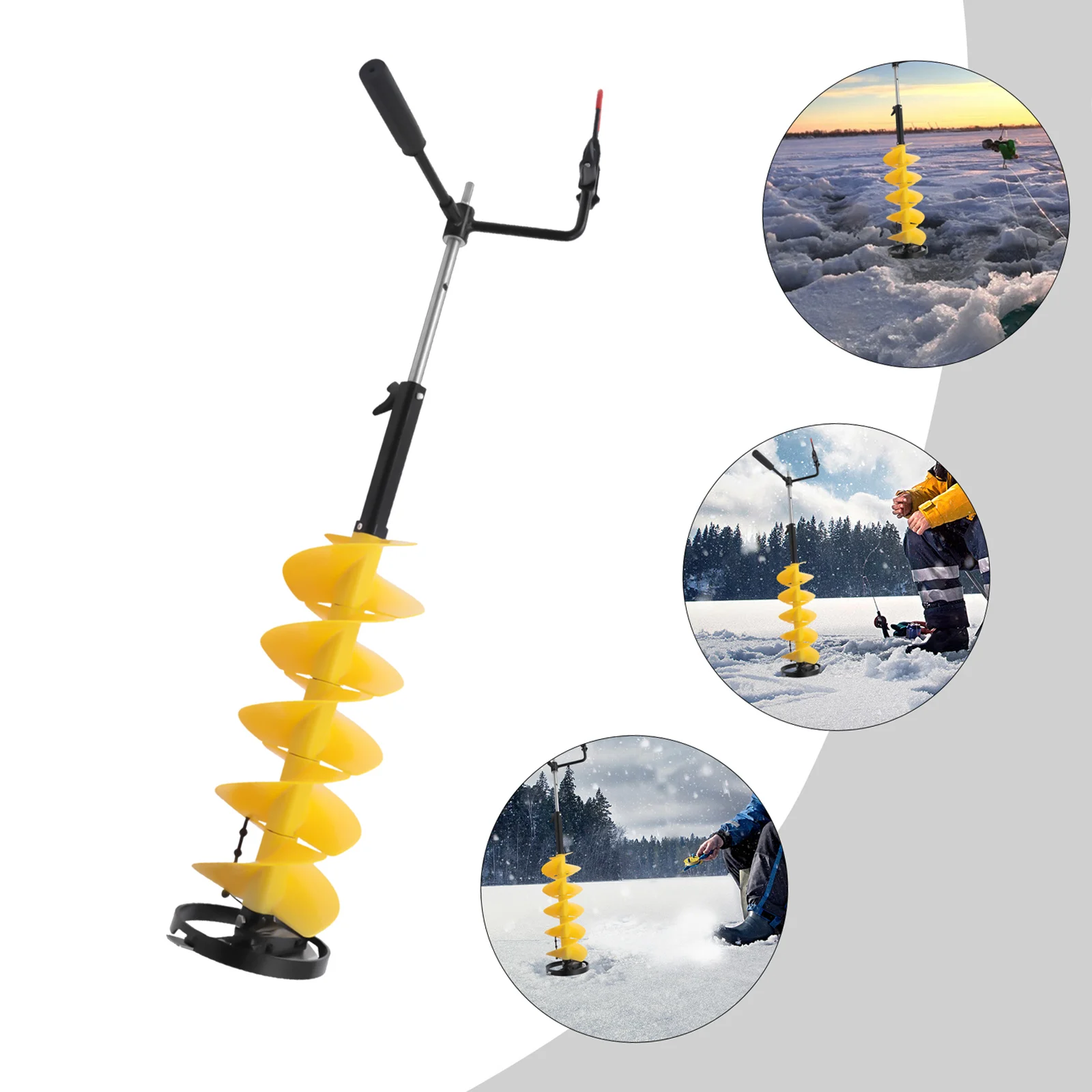 Cordless Nylon Corrosion Resistance Ice Drill Auger 8In with Ice Scoop Chipper and 1 Set Blades for Ice Drilling