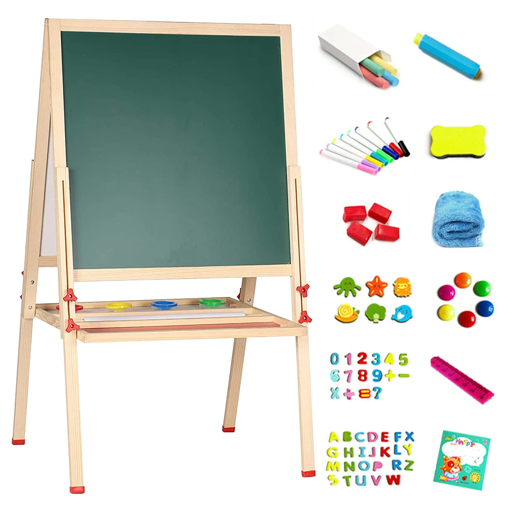 Schultafel Whiteboard 3-in-1 Magnetische Kindertafel mit Ständer, Zubehör, Zeichenwerkzeuge für Mädchen und Kinder