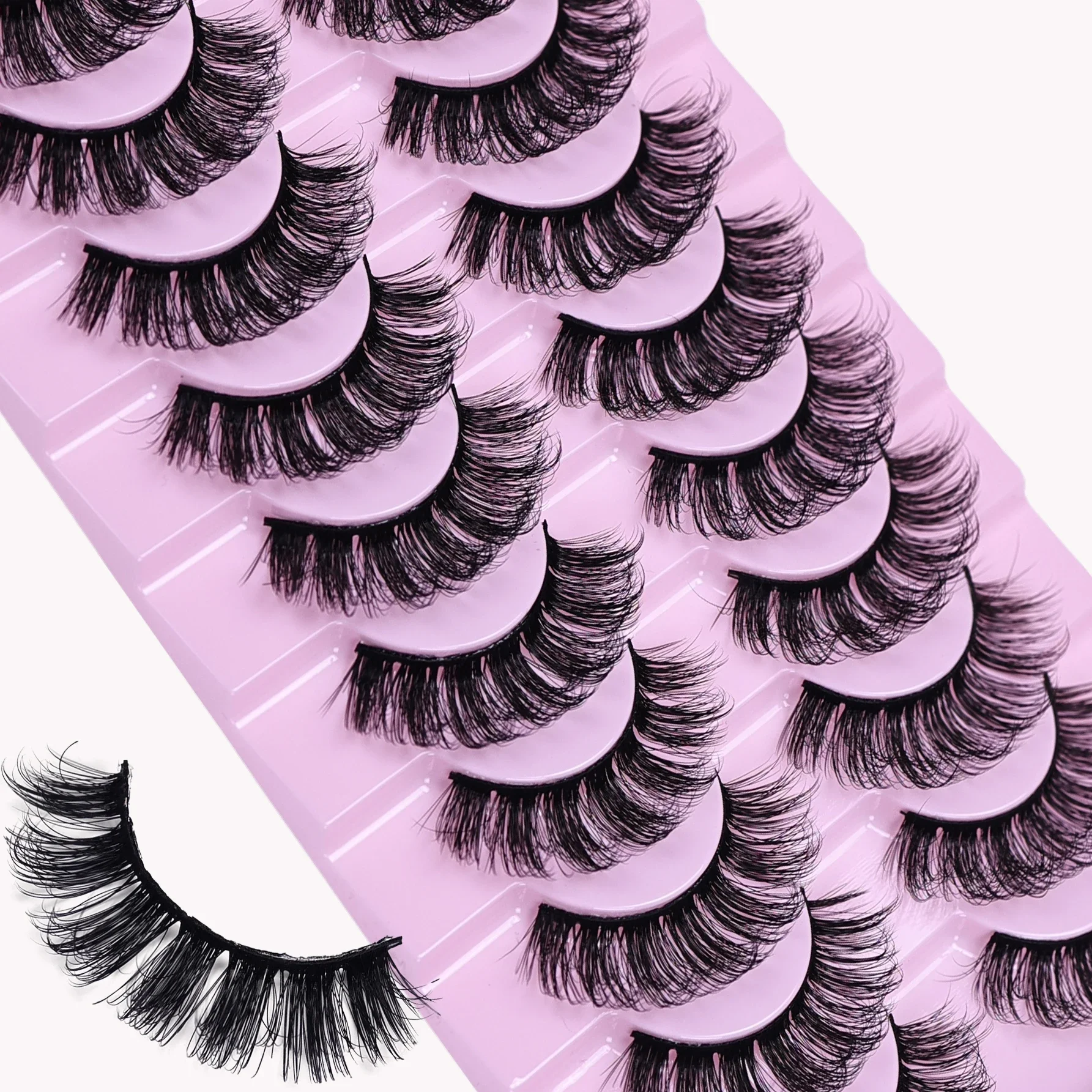 10 Pairs Natural Look False Eyelashes Thick Fluffy Fake Lashes Pack Wispy Strip Fake Eyelashes Cat Eye Lashes that