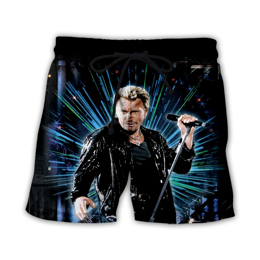 Johnny Hallyday 3D Print Beach Shorts Men Women Fashion Oversized Surfing Board Shorts Swimsuits Short Pants Trunks Man Clothing