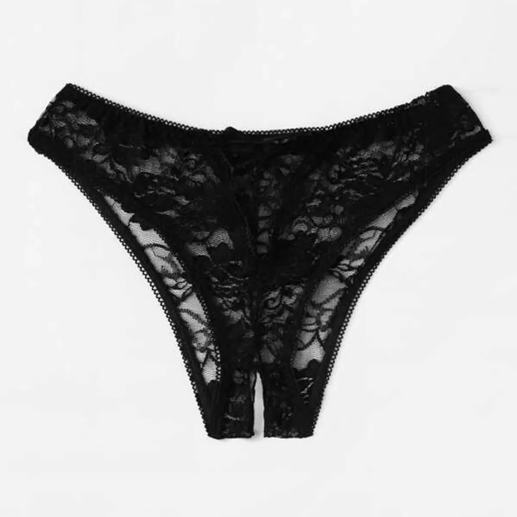 Women\'S Sexy Panties Open Crotch Transparent Lace Bowknot G-String Thong Female Lingerie For Sex Underwear Erotic Pantys трусы