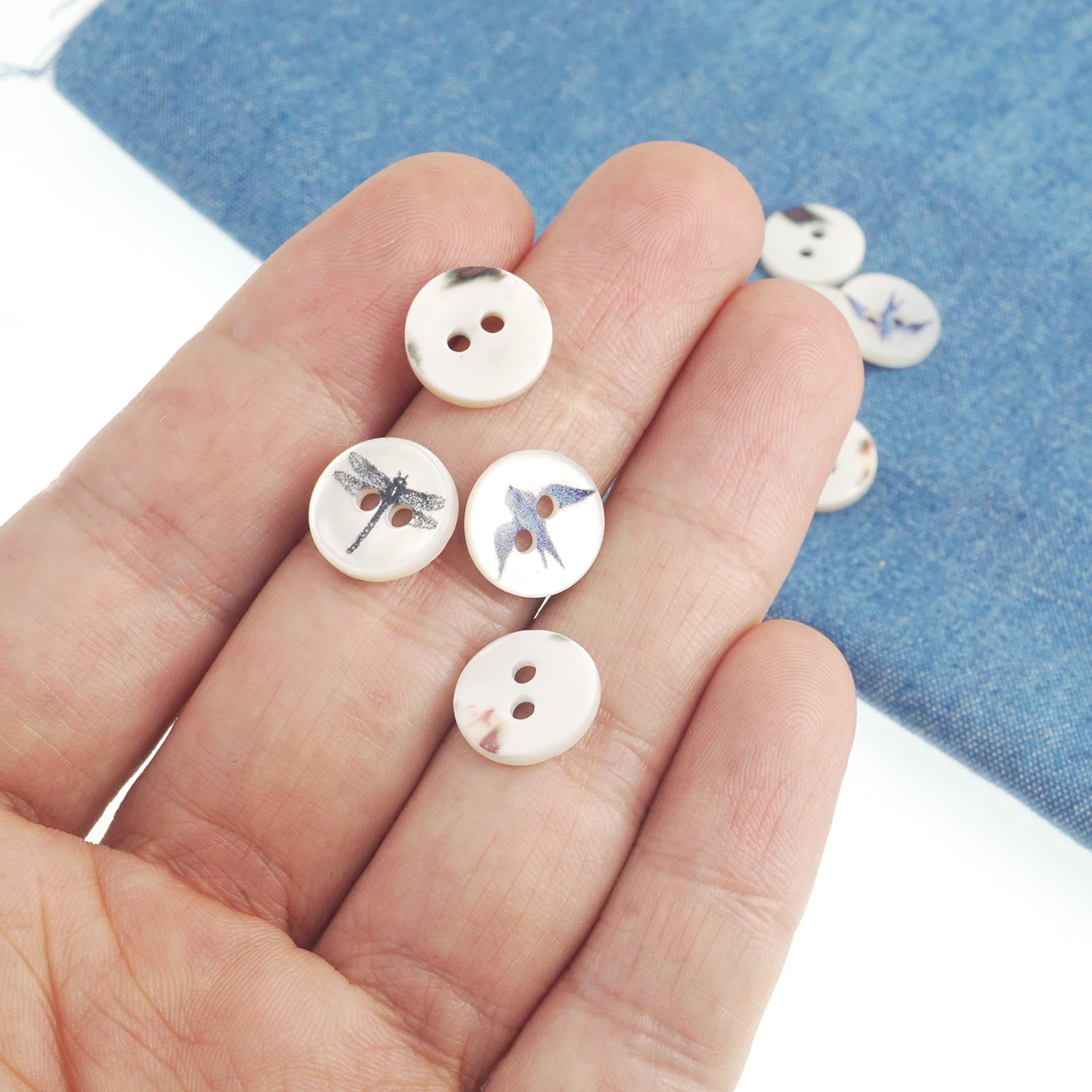 10 Pieces 11.5mm Dragonfly / Swallow Natural Shell Button Luxury Shirt Button Sewing Accessories
