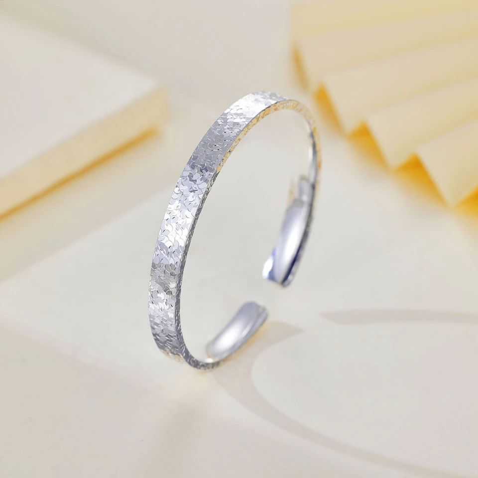 

Buyee 925 Sterling Silver Female Open Bangles Circle for Women Fashion Family Party Simple Fine Jewelry Bangles Gift