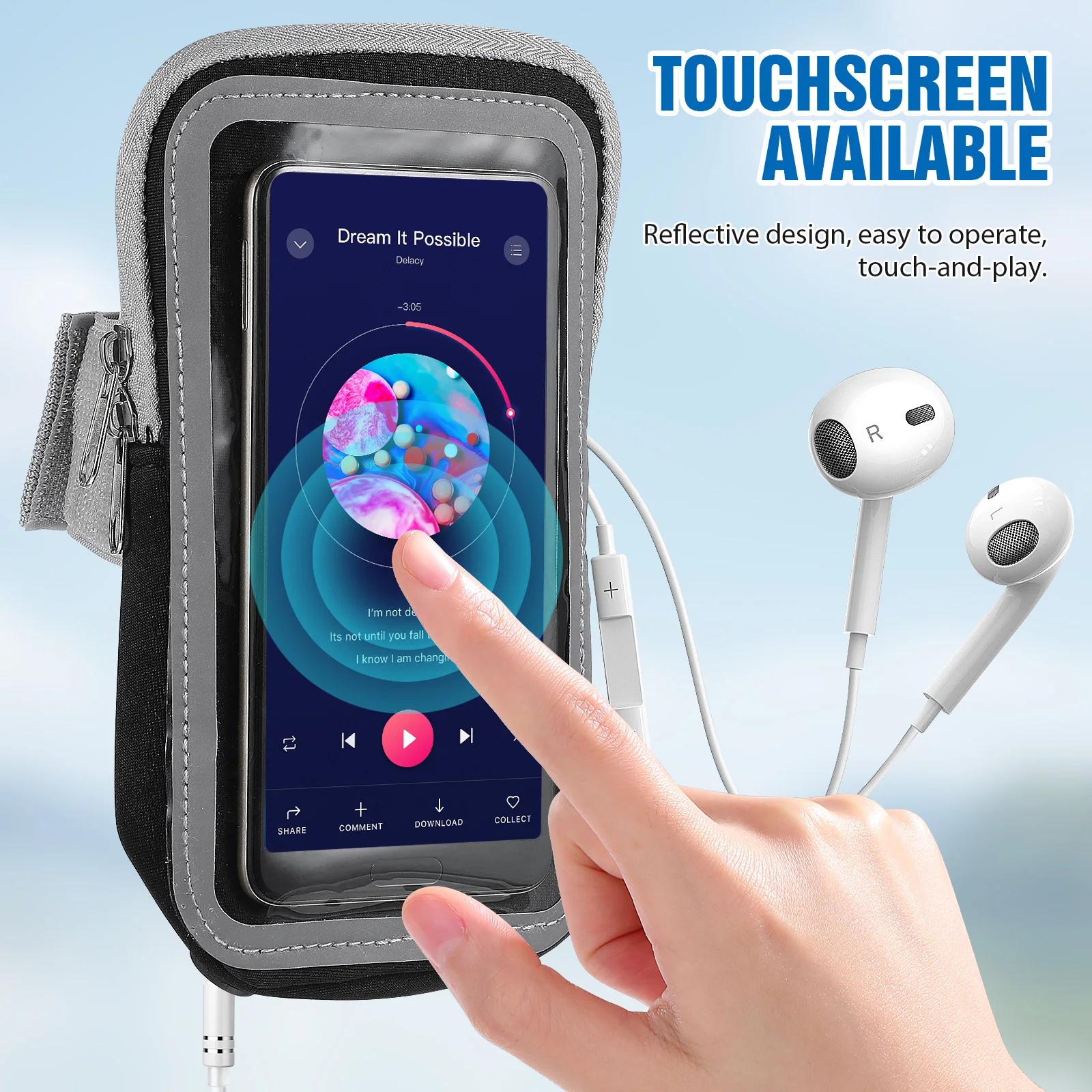 Tas Lengan Ponsel 4-6.8 inci, Sarung Olahraga, Tempat Ponsel, Kantong Lari Luar Ruangan