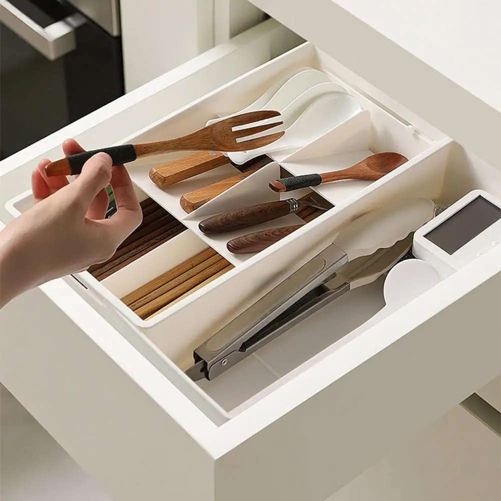 Adjustable Cutlery Tray Adjustable Expandable Drawer Organizer for Kitchen Utensils Cutlery Storage Box with for Tableware