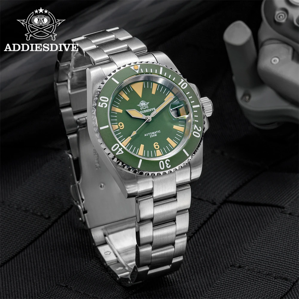 ADDIESDIVE New Men Watch Diver NH35 Automatic Mechanical Wristwatch Luminous 20Bar Diving Ceramic Bezel Sapphire Watch AD2064