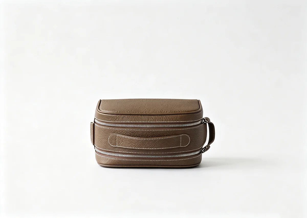 Erstklassige Kosmetiktasche aus Rindsleder für Damen, Hochwertige Tragbare Reise-Kosmetiktasche mit Großer Kapazität, Weiche Luxus-Toilettentasche – Detail 10