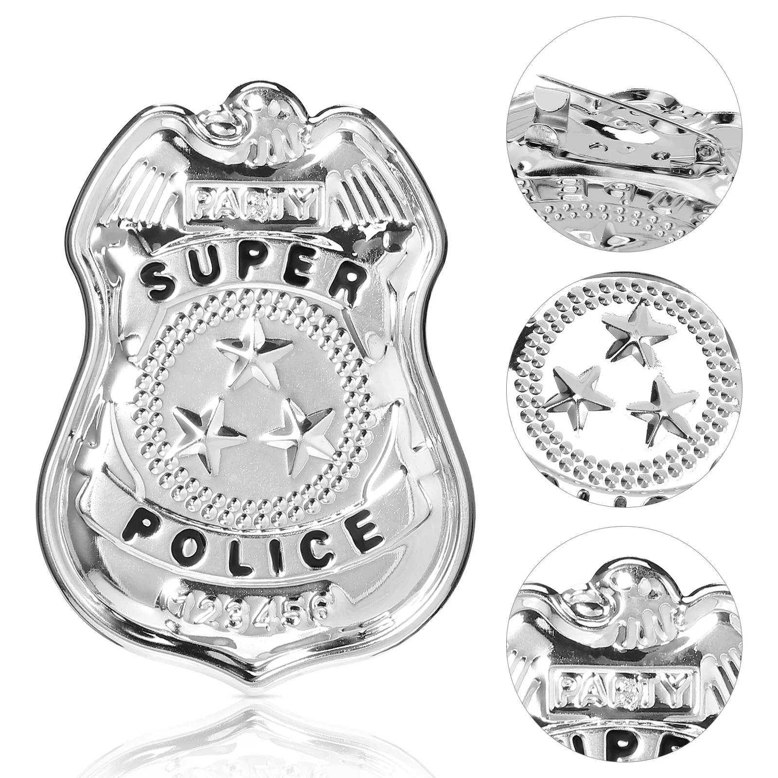 2 Pcs Police Badge Lifelike Portable Pin Halloween Costumes Cosplay Small Iron Badges Brooch Miss