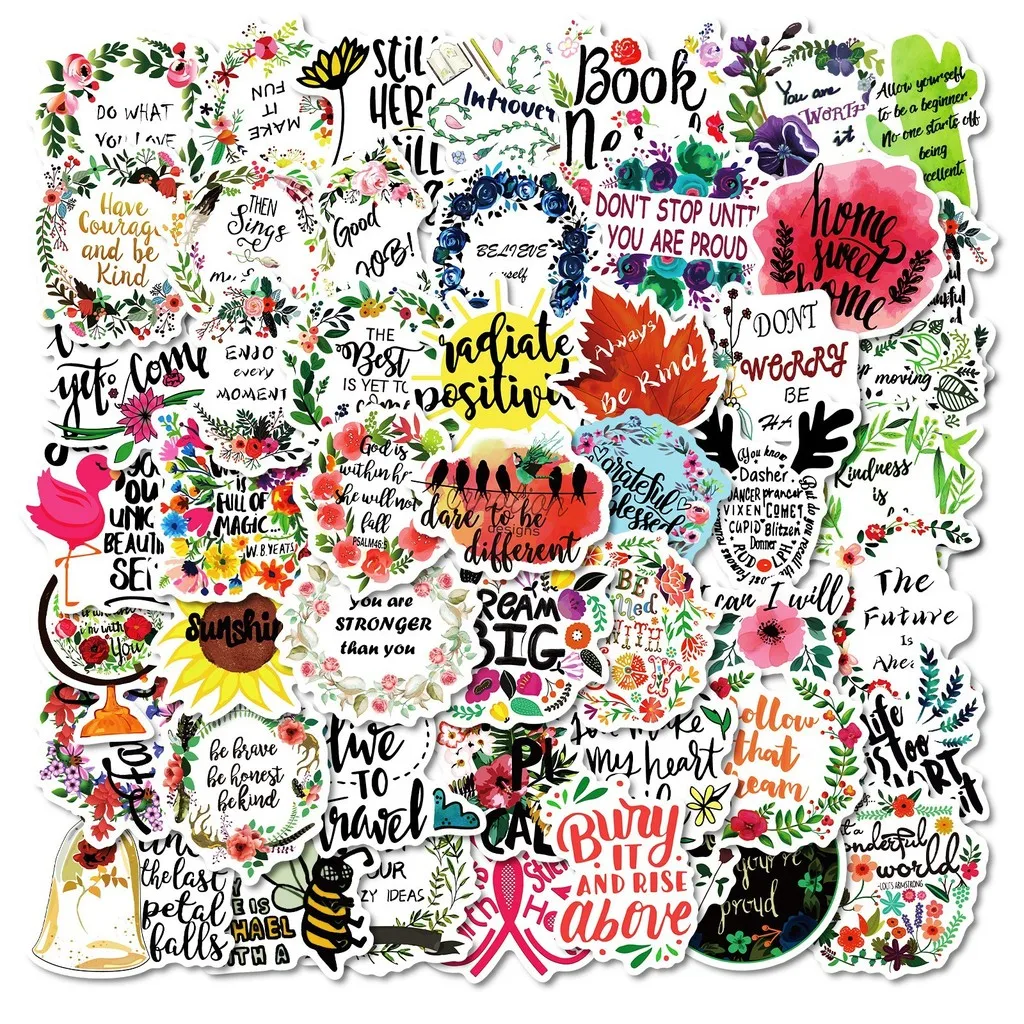 50PCS Cartoon Inspirational English Letter Phrase Graffiti Stickers - Hot Selling DIY Decor LanLanStickersWorld Store
