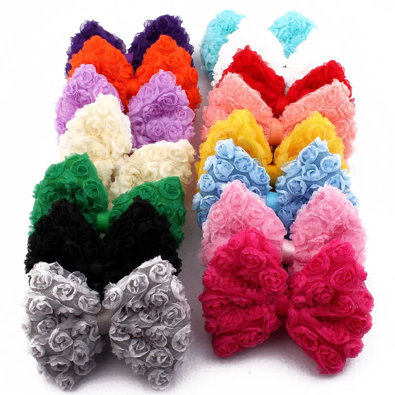 

200 шт. больших модных кружевных бантов для волос 12 см для девочек, заколки для волос, мягкие искусственные шифоновые банты для волос, аксессуары для волос