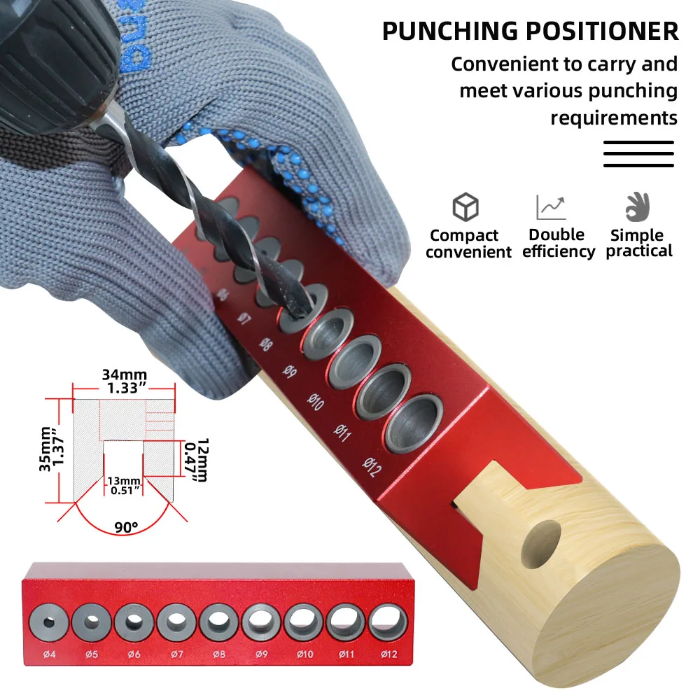 Fonson-Pocket Hole Doweling Jig, 45 Graus, Auto-Centramento, Vertical, Guia de Perfuração, Punching Hole Locator, Carpintaria, 4mm-12mm