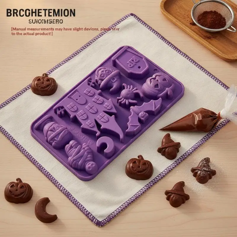 1pc Silicone Witch Theme Halloween Candy Mold For Chocolate Cake Baking