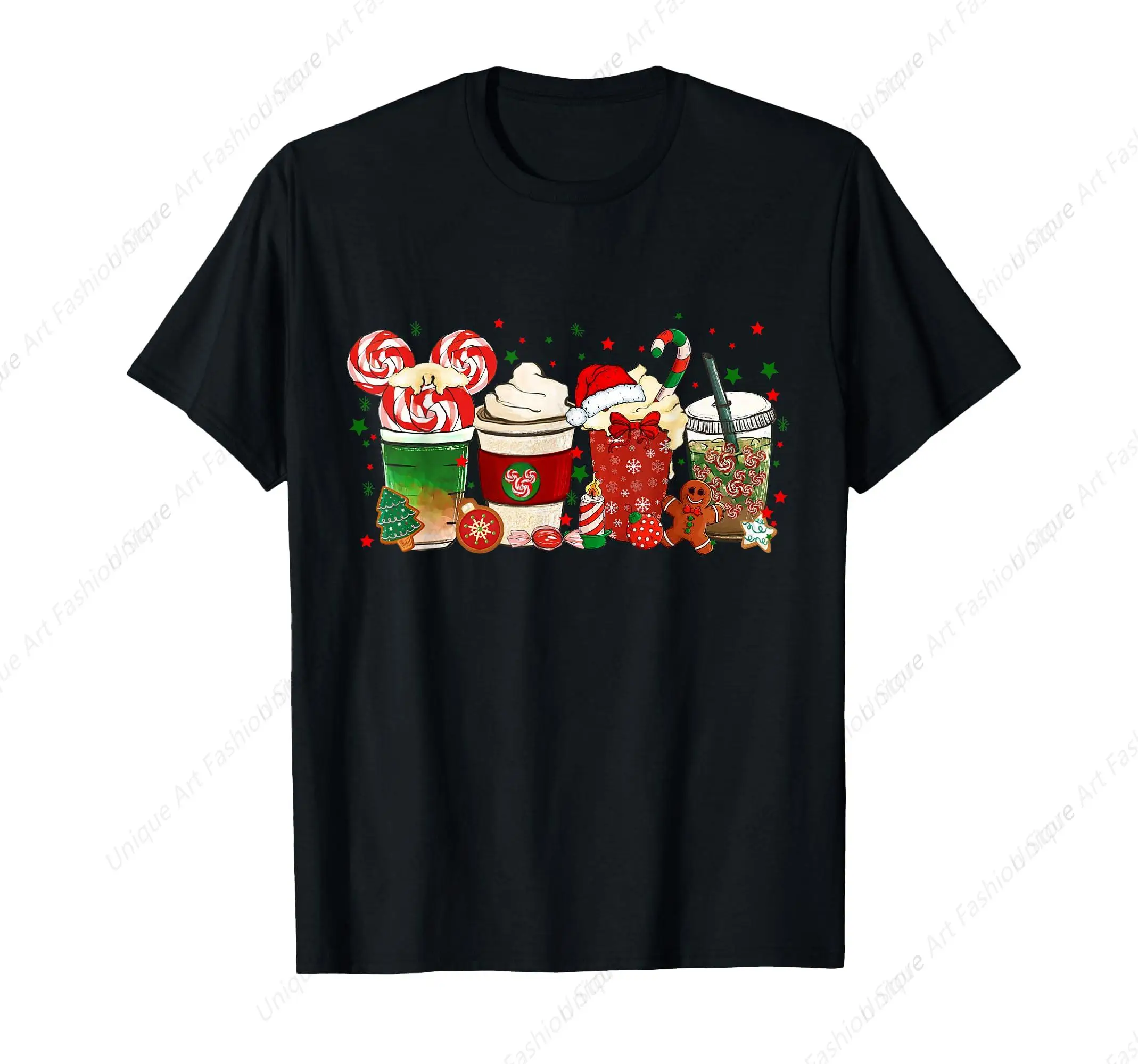 

Christmas Coffee Santa Hat Gingerbread Xmas Shirt Boys Girls T-Shirt