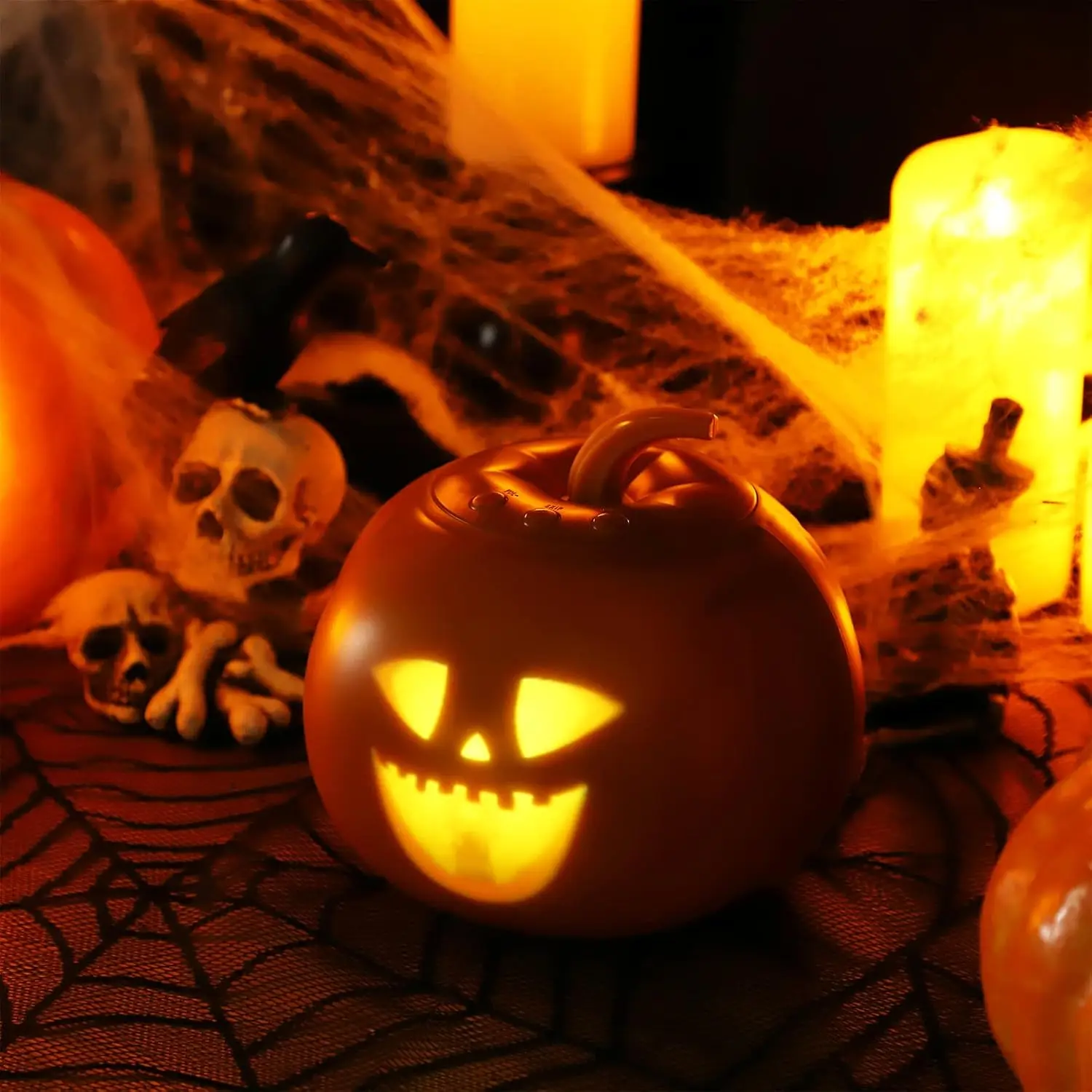 Animowana lampa projekcyjna z dyni na Halloween, 16 animacji i efektów dźwiękowych, wersja angielska, wbudowany głośnik projektora dla Fam