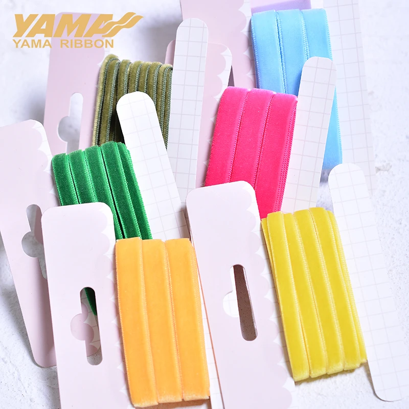 YAMA-Monochrome Velvet Ribbon for Wedding Crafts, Garment Accessories, Shops have 10 Kinds of Size, 4 in, 6mm, 70 Yards/Lot