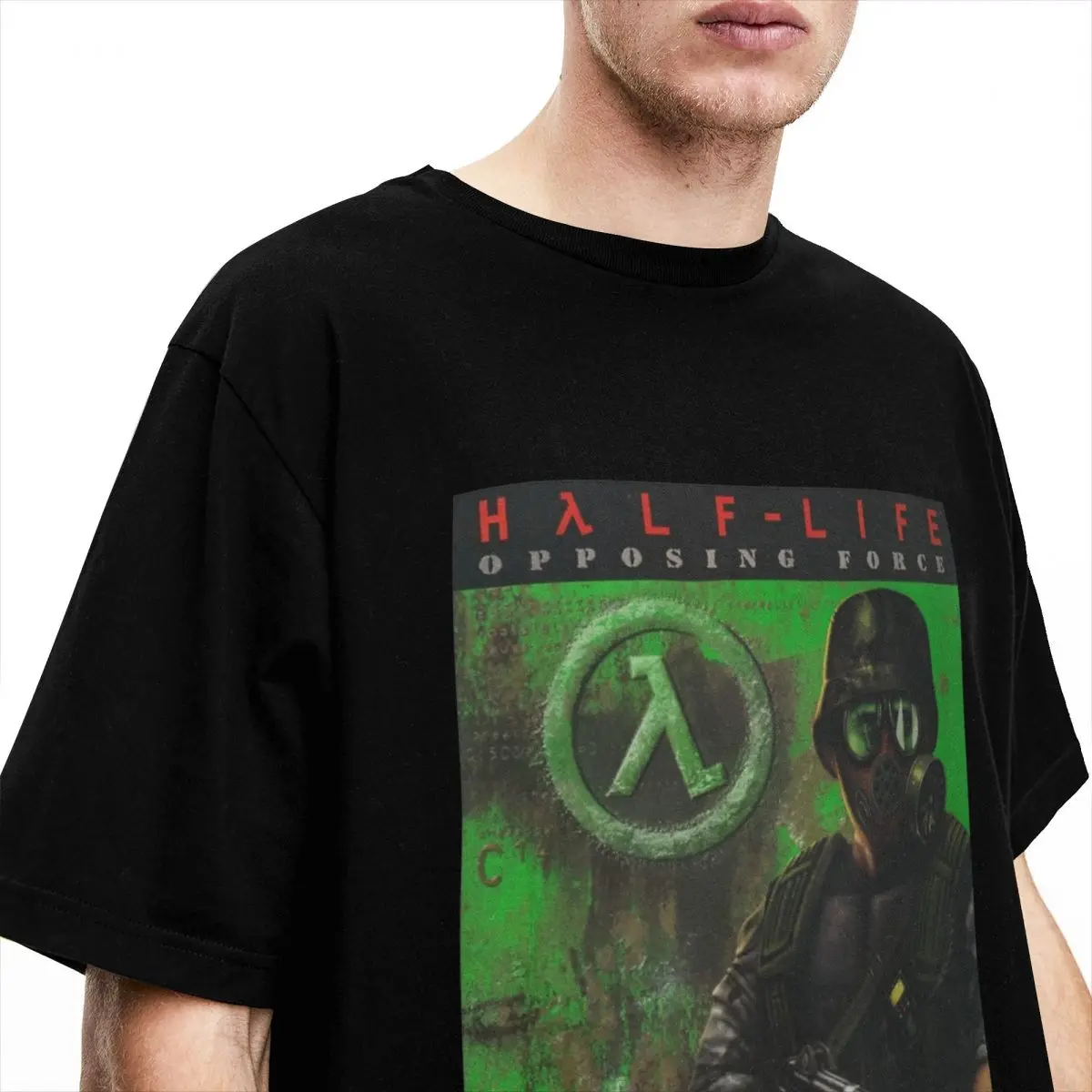 Funy Game Halfs Lifes Force Sierra Box Art 1999 T Shirt Men\'s Streetwear 100 Cotton T Shirts Hip Hop Tees Casual Oversized Tops