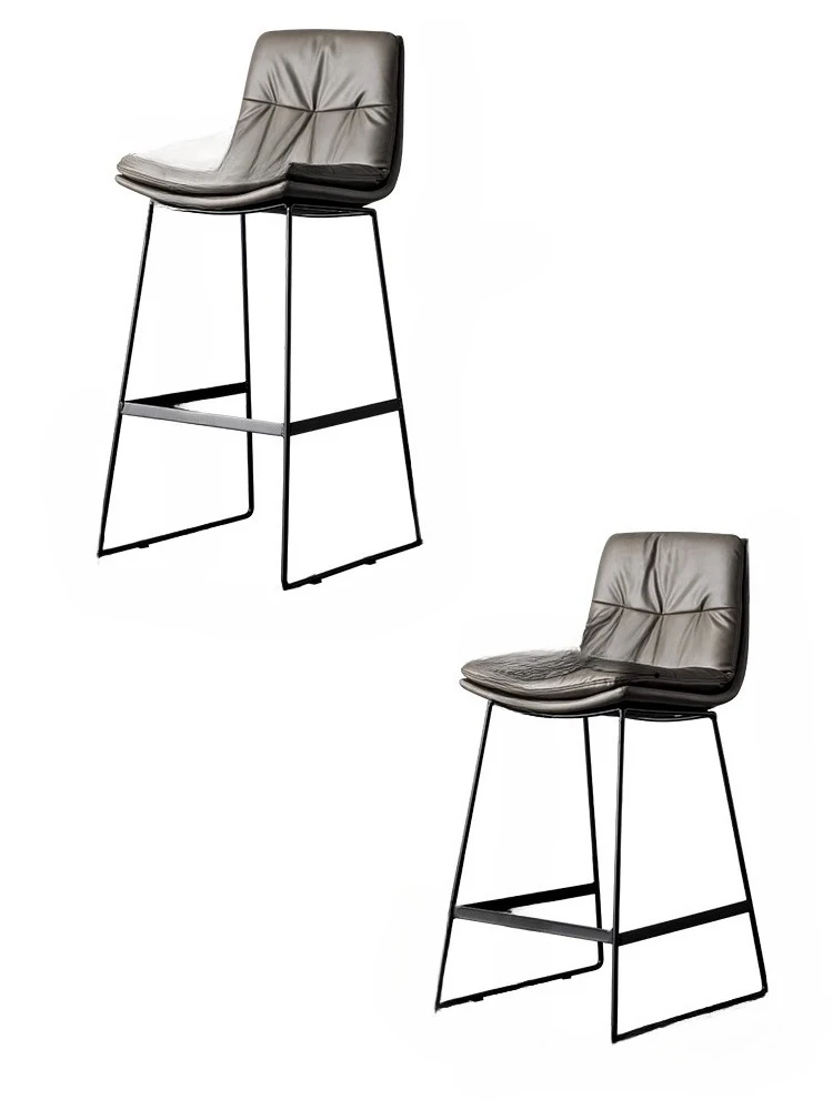 

Backrest leather bar chair, home, light luxury, high stool Internet celebrity simple