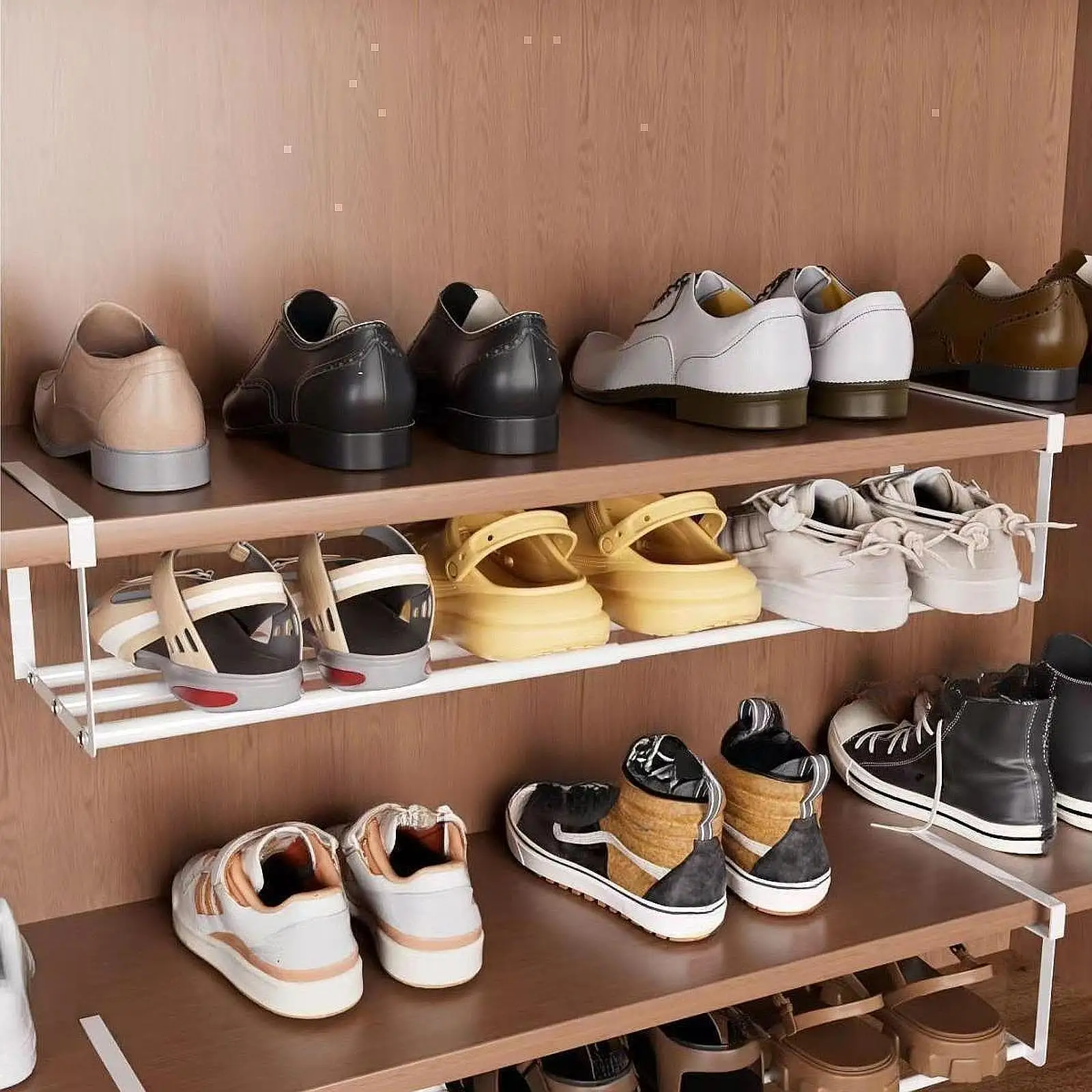 

Under Shelf Rack Storage Rack Household Hanging Under Cabinet Shelf for Bathroom Closet Wardrobe Clothes Bookcase Kitchen