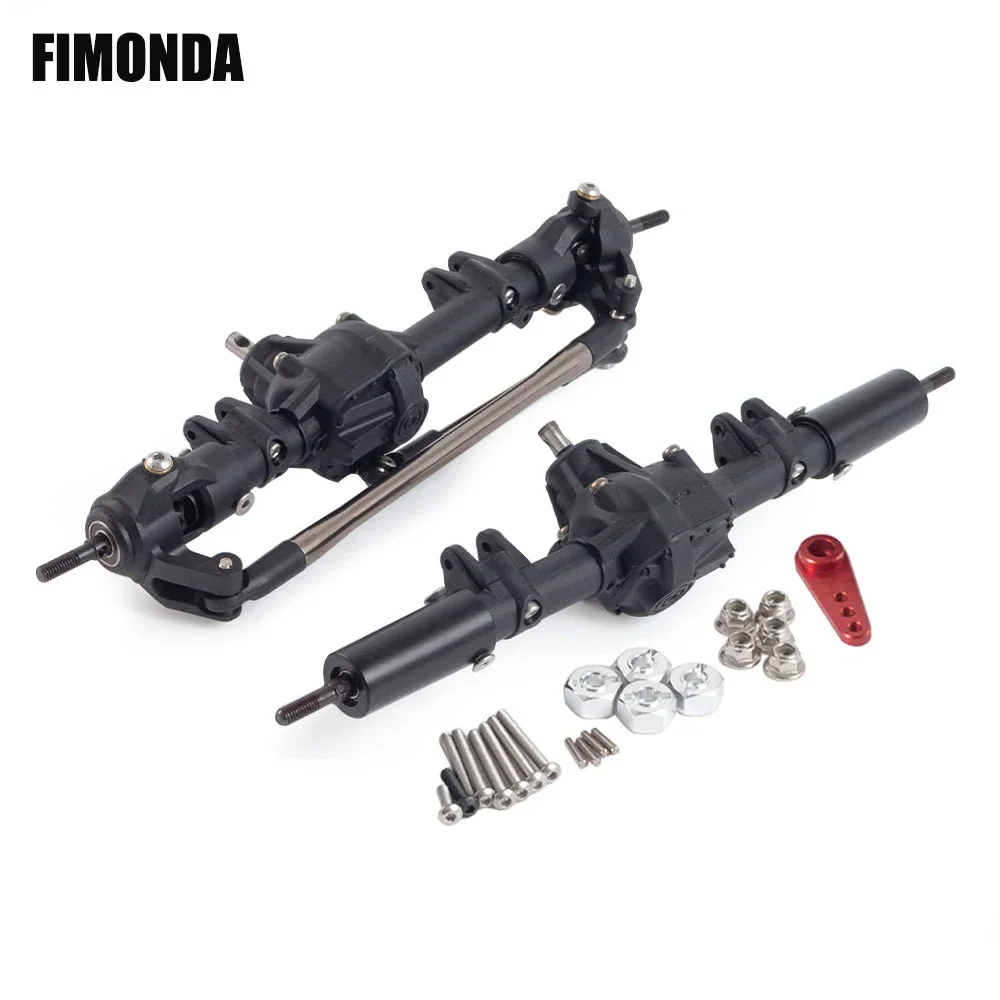 Plastic Straight Front Rear Axle Set with Metal Forward Reverse Bevel Gear for 1/10 RC Crawler Axial SCX10 II 90046 47 RGT 86100