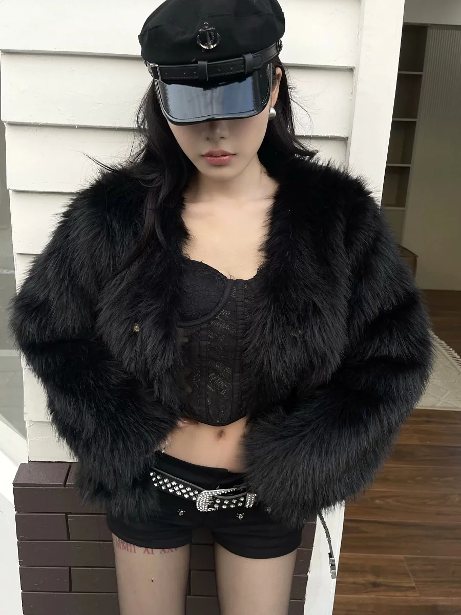 

BlaRose ManZi осенне-зимнее тяжелое рабочее меховое пальто из искусственной кожи ort Sle Street Faion Long Sve Coat