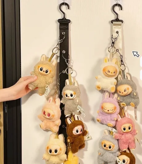 Doll Display Rack-Wall Mounted Storage Vertical Space Saver Applicable Storage Display Shelf Cute Plush Dolls Storage Rope Decor