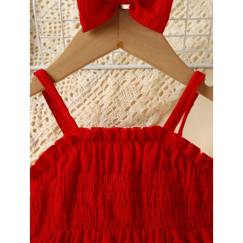 

Girl's Red Camisole Dress with Bow Princess Dress for Babies Aged 6 Months To 3 Years Old Summer Dress Birthday Party Dresses