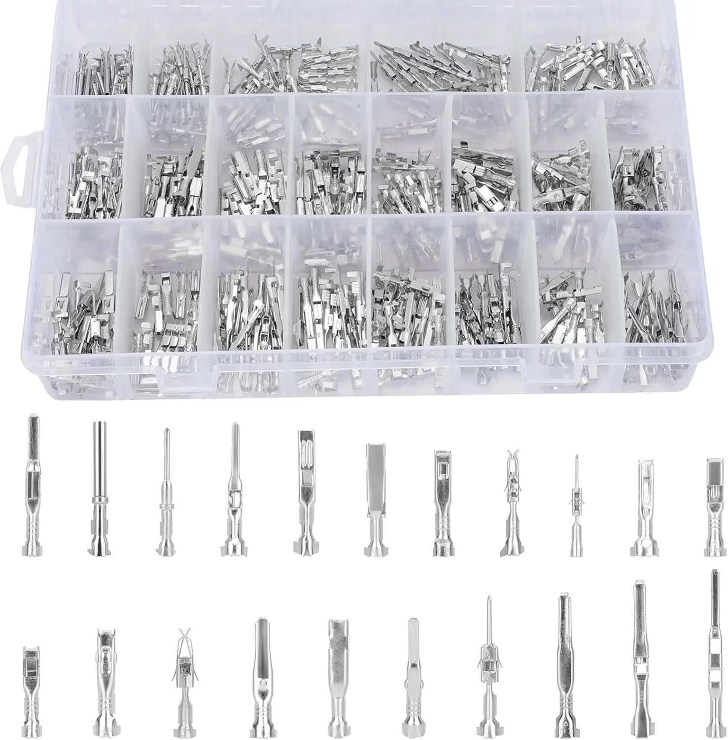 

395PCS Automotive Wire Terminal Kit, 21 Types, Crimp Pins, 1-3.5mm, Male Female, Non-Insulated, Removal Tool