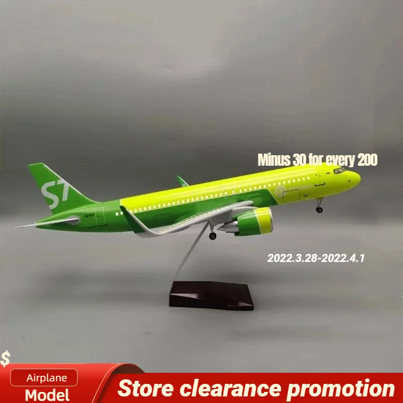 2024 New 47CM 1/80 Airplane A320NEO A320 NEO Siberia S7 Airlines Model Toy Light & Wheel Landing Gear Diecast Resin Plane Model