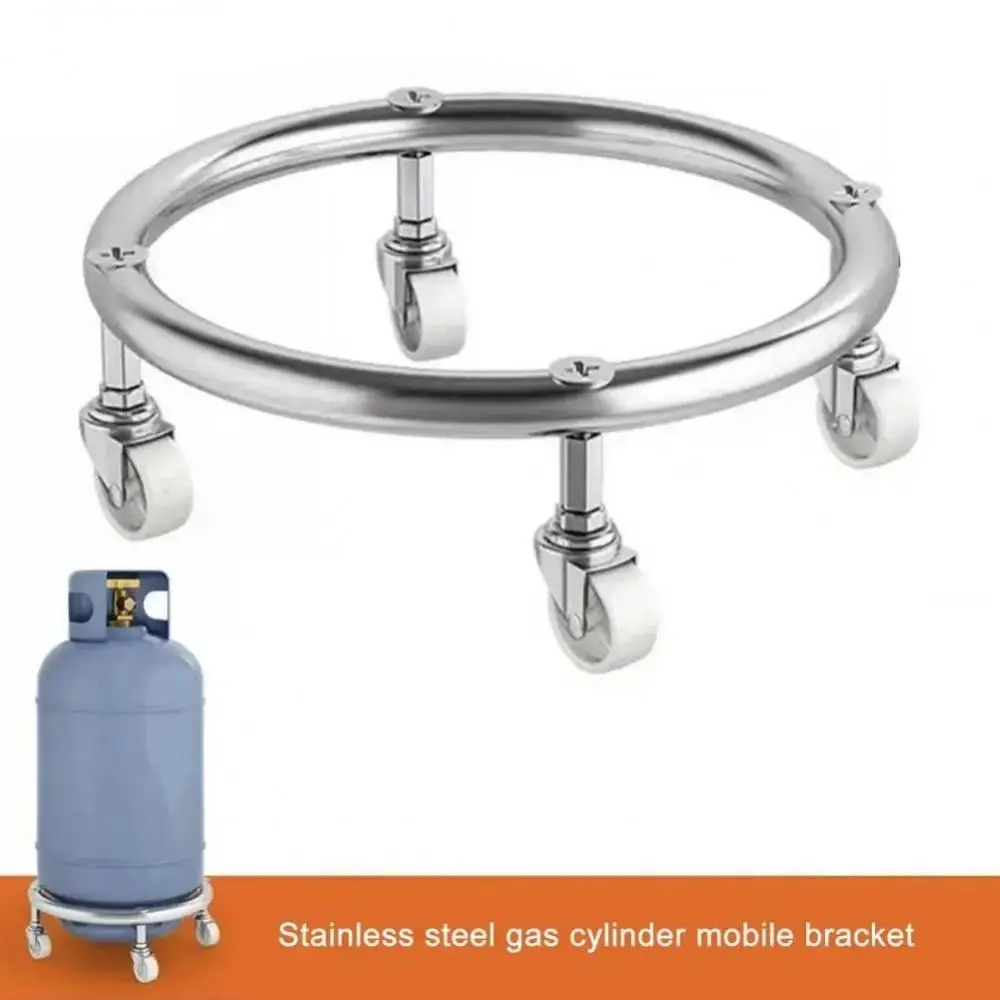 

Stainless Steel Cylinder Gas Bottle Mobile Bracket Moveable Wheels Caster Wheels Cylinder Mobile Stand Can Pallet Base Plate