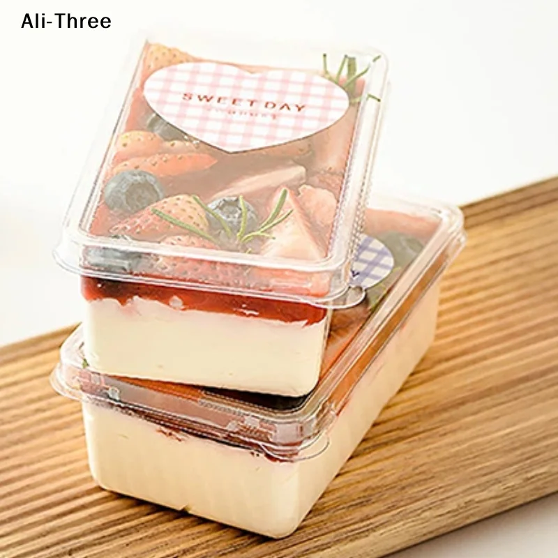 10Pcs Transparent Dessert Box With Lids Plastic Hinged Takeout Containers Food Packaging Boxes For Cakes Cookies Salad Food