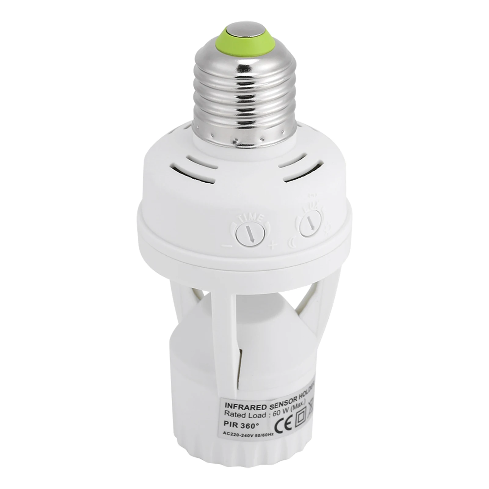 PIR Motion Sensor Light Socket E27 Screw Light Bulb Holder LED PIR Infrared Motion Sensor Lamp  Socket with Adjustable Button