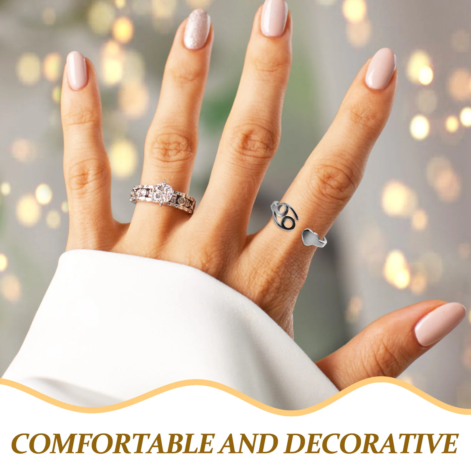 

Adjustable Open Ring Women Finger Ring Fashionable Jewelry Decorative Gift Stylish Ladies Jewelry
