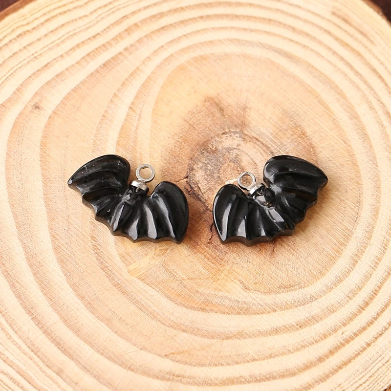 

B&F Obsidian Bat Shape Earring Beads 18x12x3mm 1.8g Halloween Themed DIY Jewelry Making Accessories