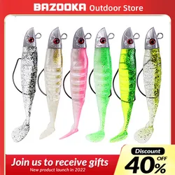 Bazooka black minnow jig lood hoofd vissen lokken zacht aas siliconen t staart wobblers baars leurre jighead langzame bassen snoek winter