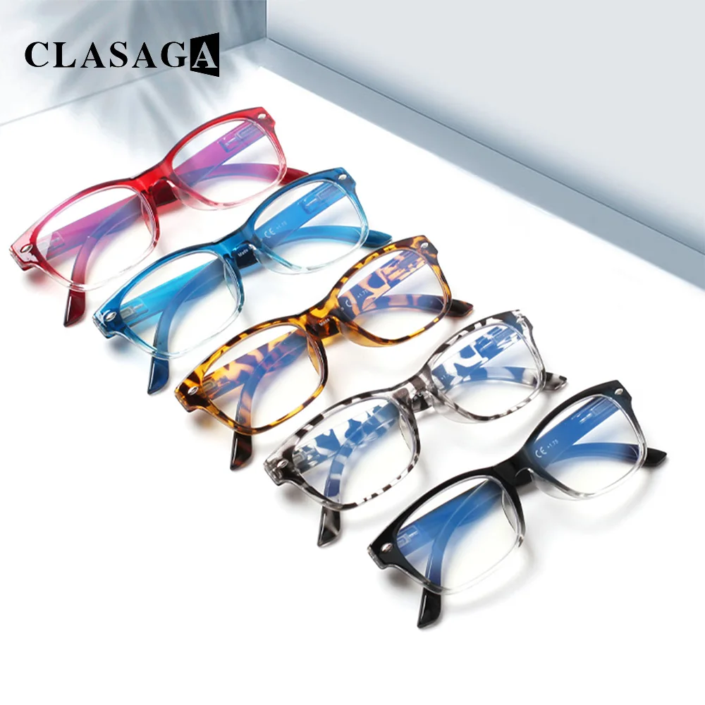 

Anti Blue Light Reading Glasses Women Men HD Lens Spring Hinge 2024 Trends Eyewear Rectangular Frame Presbyopic Readers Glassses