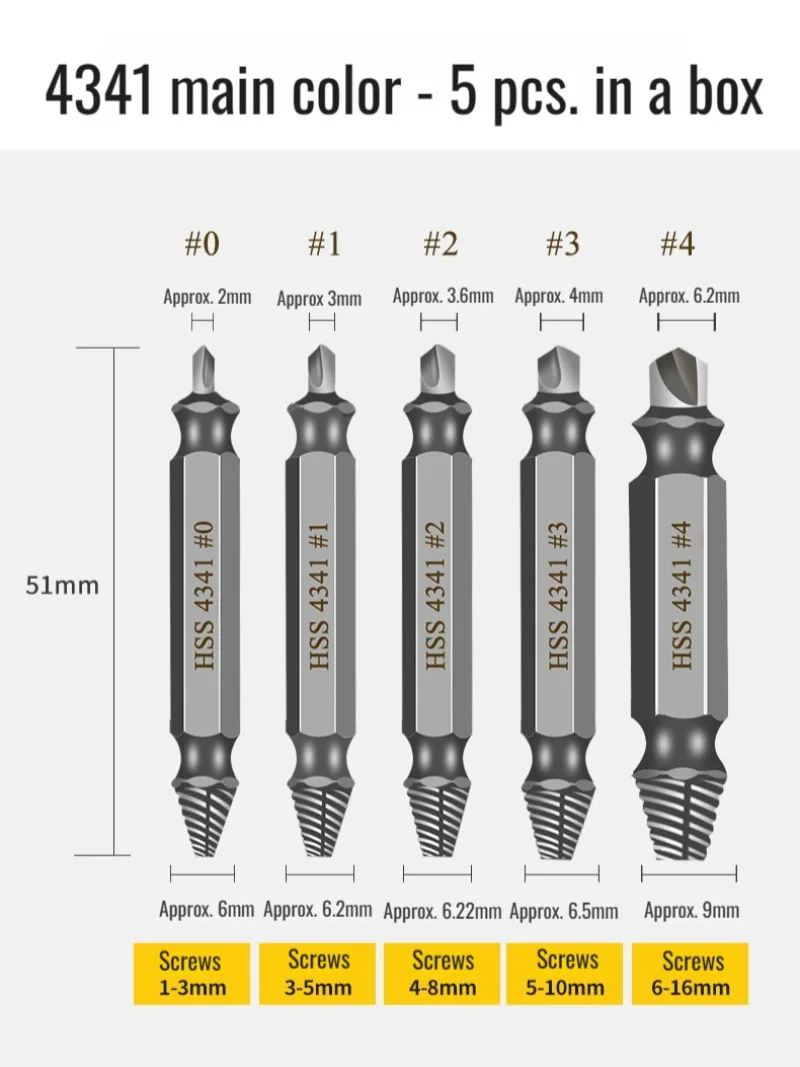 ダブルヘッドネジ抽出器,鋼,壊れた糸,高速,壊れたワイヤー,4341