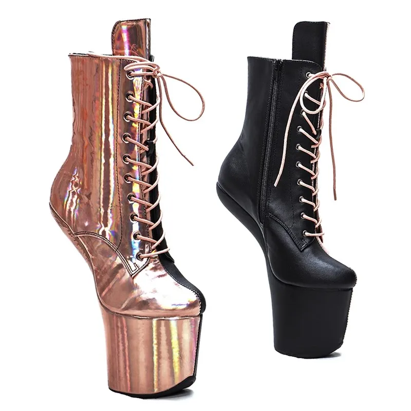 LAIJIANJINXIA New 20CM/8Inch Heelles Style two color mix Platform disco party High Heels Shoes Pole Dance boot 035