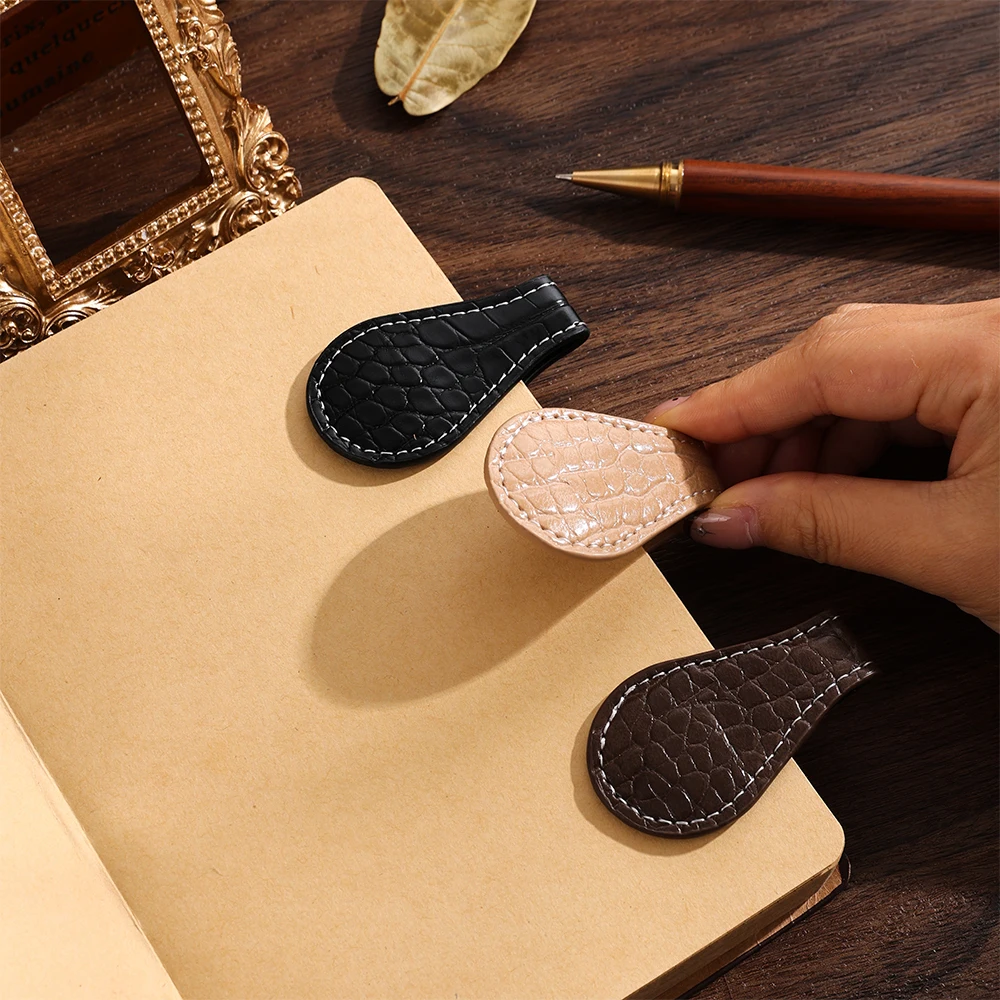 3 Pcs Magnetic Page Marker Set Vintage PU Book Page Saver Secure Grip Planner Clip For Students Writers, Thoughtful Reading Gift