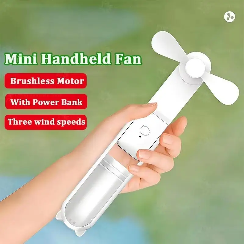 Mini Handheld Fan Small Pocket Fan USB Rechargeable Battery Fan Folding Cooling Hand Fan Mini USB Fan With Power Bank New