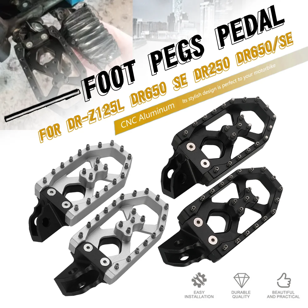 

For Suzuki DR-Z125L 2003-2009 Motorcycle Accessories Front Foot Pegs Rotatable Footrest Footpegs Pedals DR650 SE DR250 DR650/SE