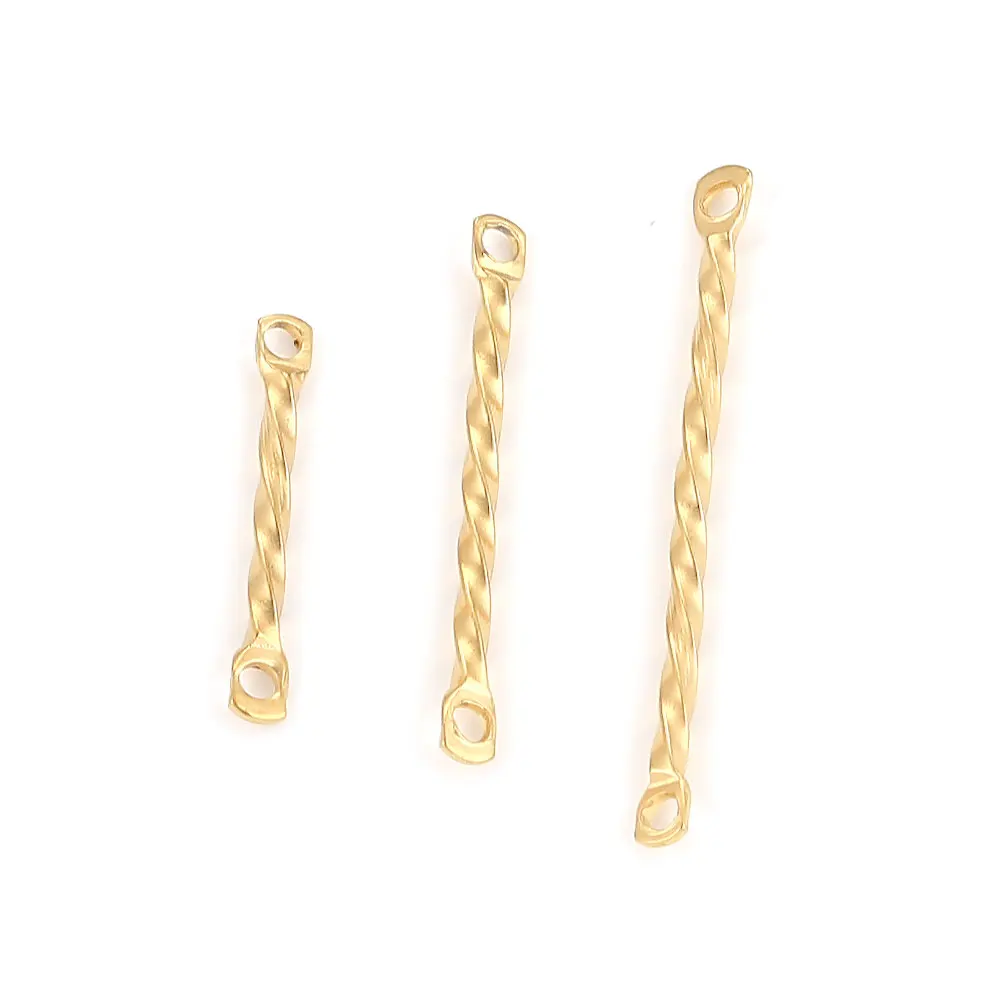 20pcs Stainless Steel Twisted Column Links Thin Stick Strip Connectors for Drop Earrings DIY Jewelry Making Supplies Wholesale