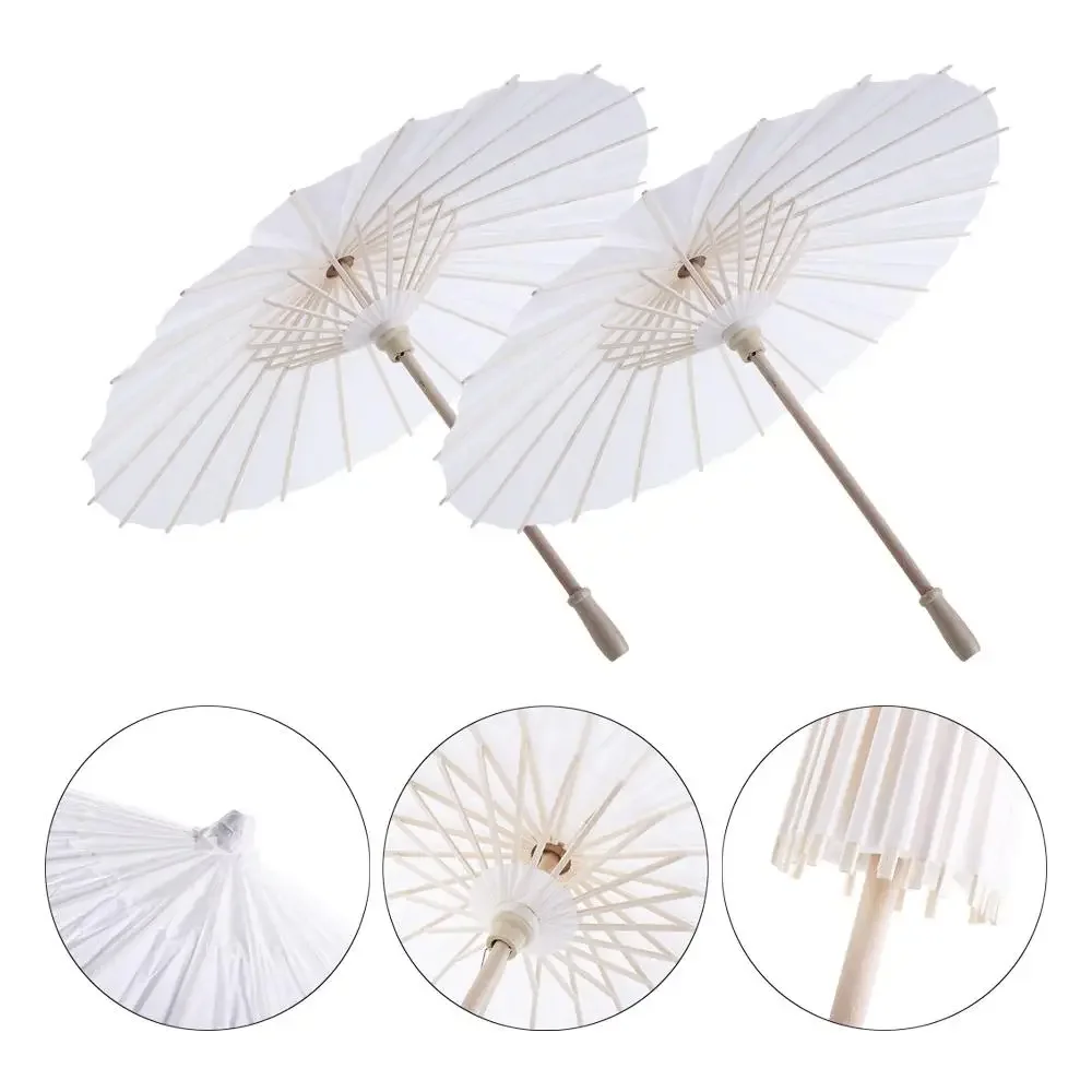 Paper Parasol 60/40cm Chinese Paper Umbrellas Rustic White Umbrella Photography Props for Baby Shower Party Wedding