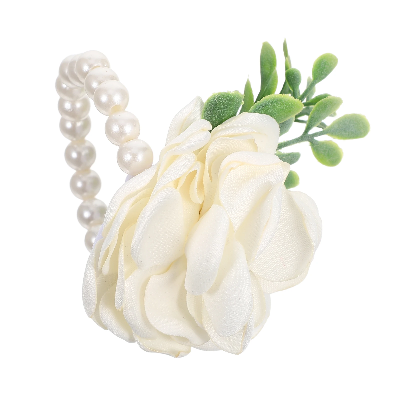 

Simulated Wrist Bridal Corsage Artificial Bracelets Fake Wristband Green Leaves Bridesmaid