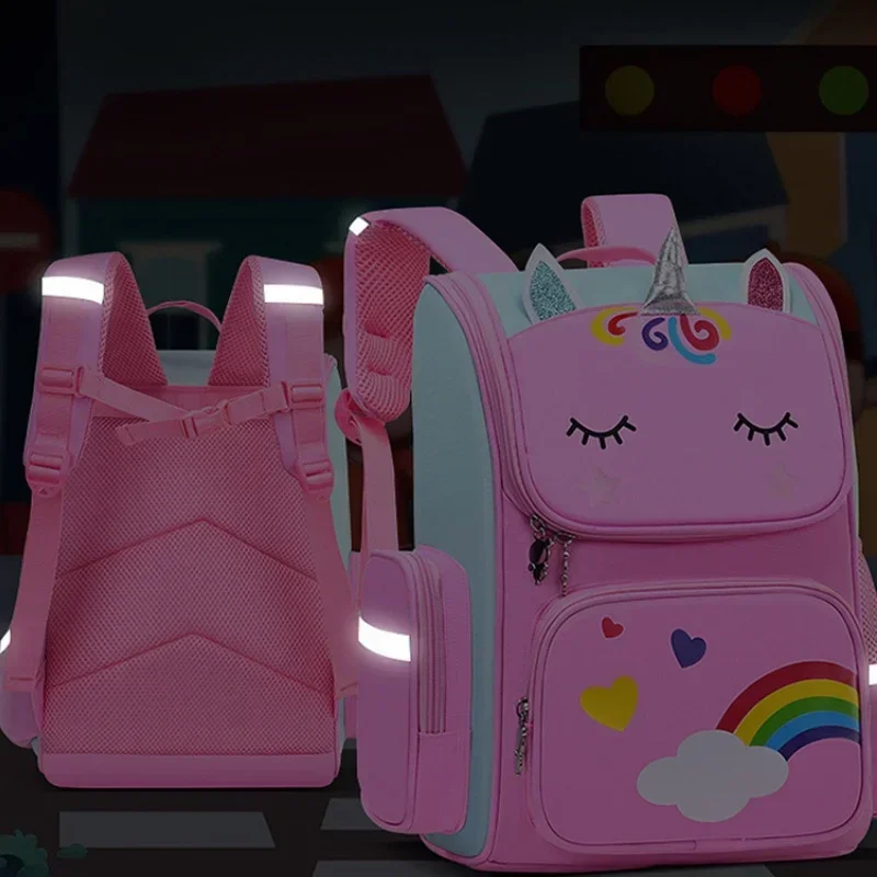 Kid Backpack for Girl Unicorn Children Waterproof Bookbag Rainbow Eyes School Bag Teen Girl Backpack for Traveling