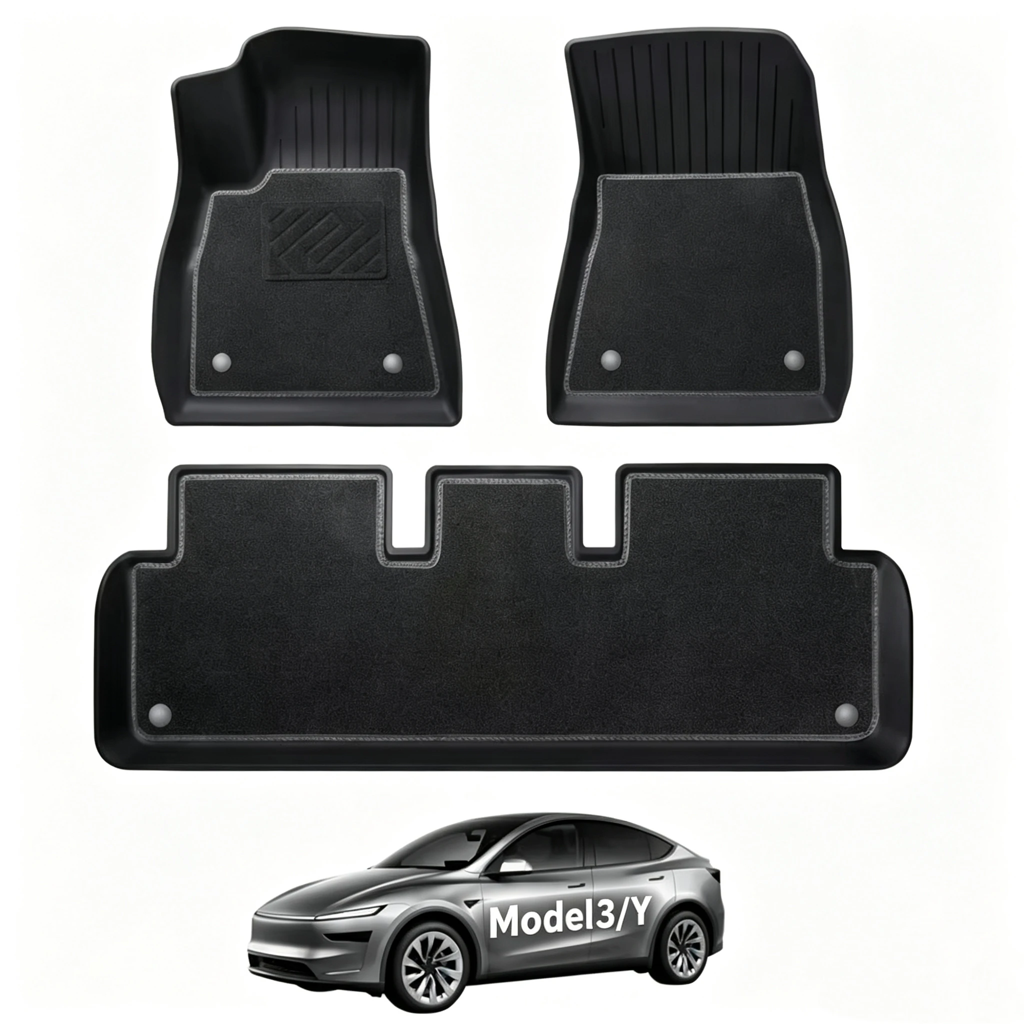 

Floor Mats Carpets for Tesla Model Y Model 3 2026 Full Set Double Layer TPE All Weather Custom Fit Automotive Car Floor Liners