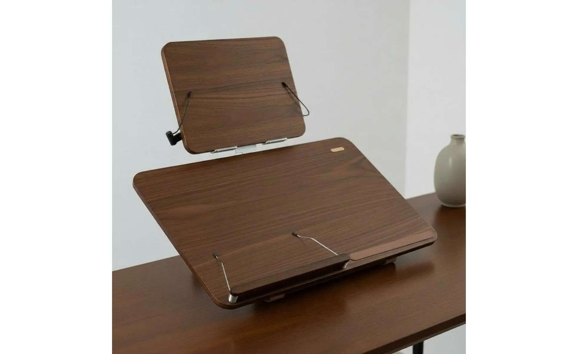 Desktop Perusing and Writing Station Multifunctional Double Tier Perusing Stand Wooden Adjustable Book Holder Ergonomic Design