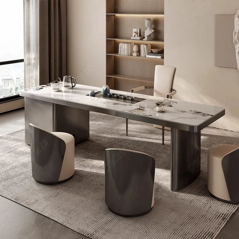 Luxury Rock Slab Tea Table Combination Light Kettle Italian