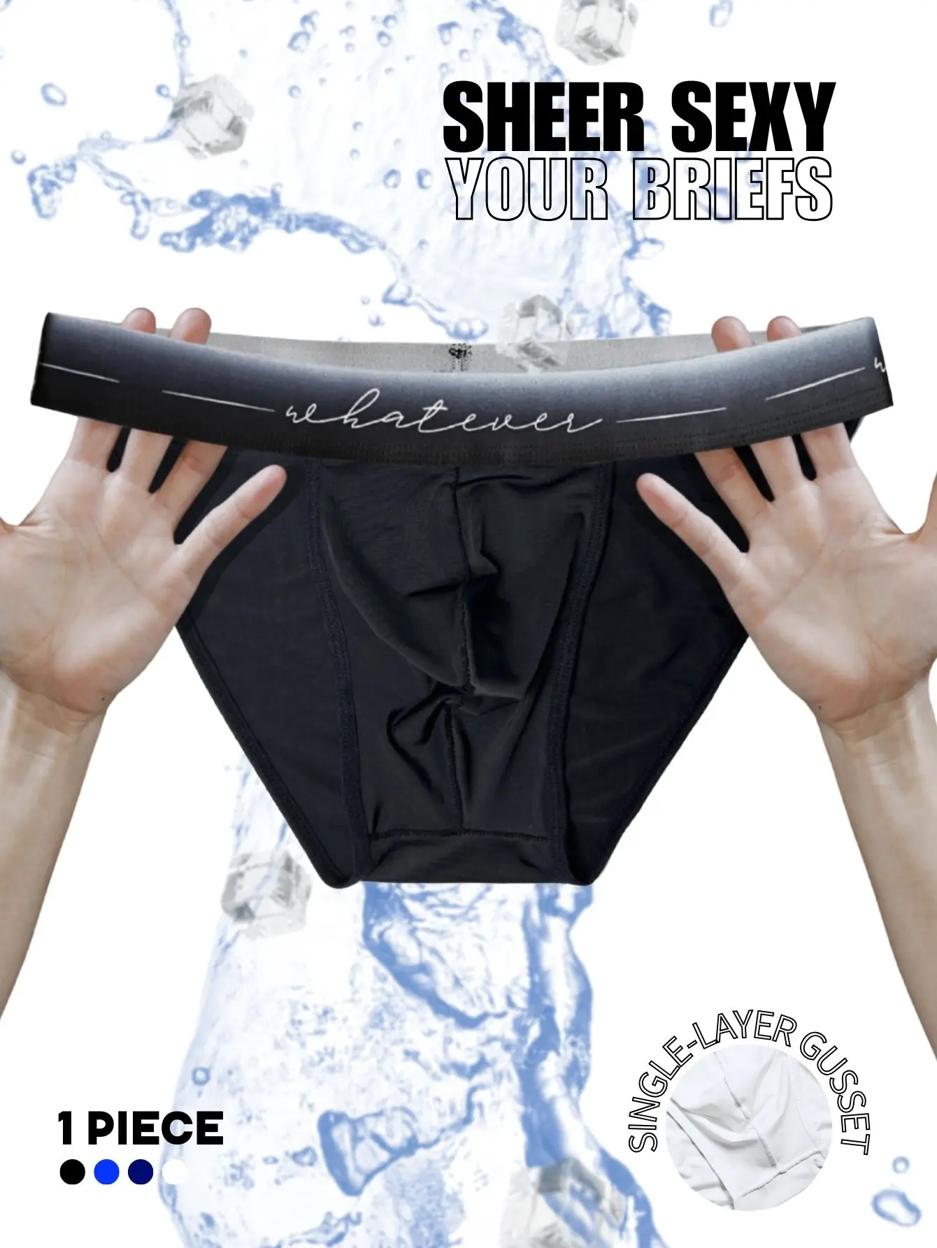 

1pc Men's Sexy Semi-sheer Briefs - Ice Cold Fabric Printed Waistband Breathable Sweat-Wicking Soft Casual Daily Men Underwear